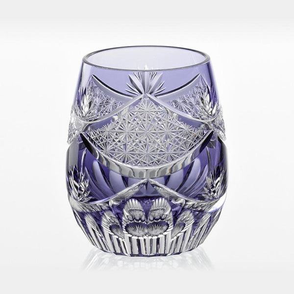 [Rocks Glass] Whiskey Glass晚間休息（紫色）Junichi Nabetani，傳統手工藝大師|江戶切割玻璃|卡加米水晶