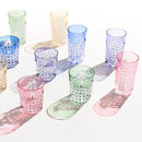 [GLASS] PAIR OF TUMBLERS DRAPE & TETRAGONAL BASKET WEAVE | EDO KIRIKO | KAGAMI CRYSTAL