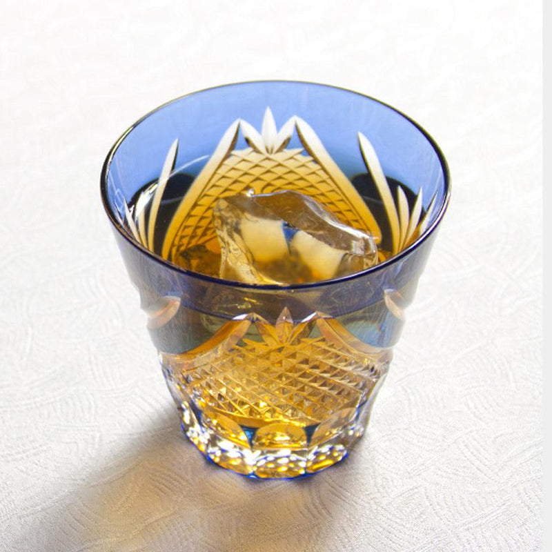 [Sake Cup] Fuji (สีน้ำเงิน) | Edo Kiriko | คากามิคริสตัล