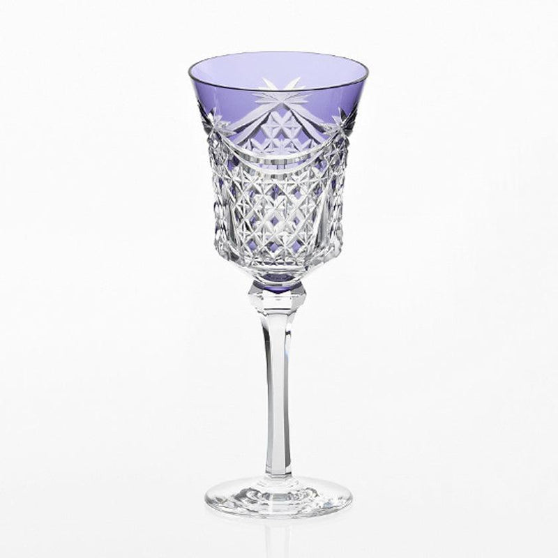 [玻璃]酒玻璃窗簾和四方籃編織（紫色）|江戶kiriko |卡加米水晶