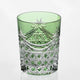 [ROCKS GLASS] WHISKEY GLASS DRAPE & TETRAGONAL BASKET WEAVE (GREEN) | EDO KIRIKO | KAGAMI CRYSTAL