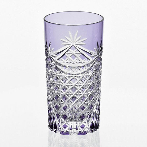 [Glass] Tumbler Drape & Tetragonal Basket Sweave (สีม่วง) | Edo Kiriko | คากามิคริสตัล