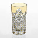 [GLASS] TUMBLER DRAPE & TETRAGONAL BASKET WEAVE (YELLOW) | EDO KIRIKO | KAGAMI CRYSTAL