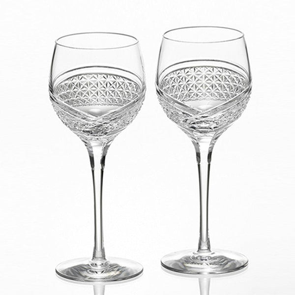 [GLASS] PAIR OF WINE GLASSES HAGOROMO | EDO KIRIKO | KAGAMI CRYSTAL