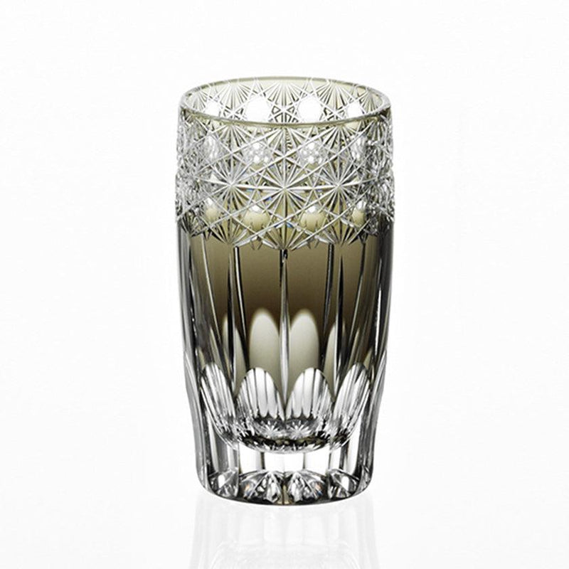 [GLASS] SLIM GLASS KOKA (SHINING FLOWERS) BLACK BY JUNICHI NABETANI MASTER OF TRADITIONAL CRAFTS | EDO KIRIKO | KAGAMI CRYSTAL