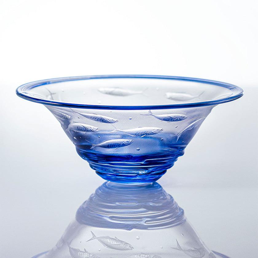 [GLASS FIGURINE] SCHOOLING FISH | GRAVURE SCULPTURE | KAGAMI CRYSTAL ...