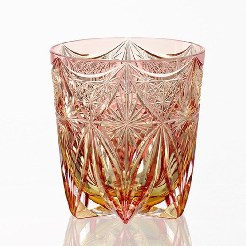 [ROCKS GLASS] WHISKEY GLASS KASANEIROME KIRARA BY TATSUYA NEMOTO MASTER OF TRADITIONAL CRAFTS | EDO KIRIKO | KAGAMI CRYSTAL