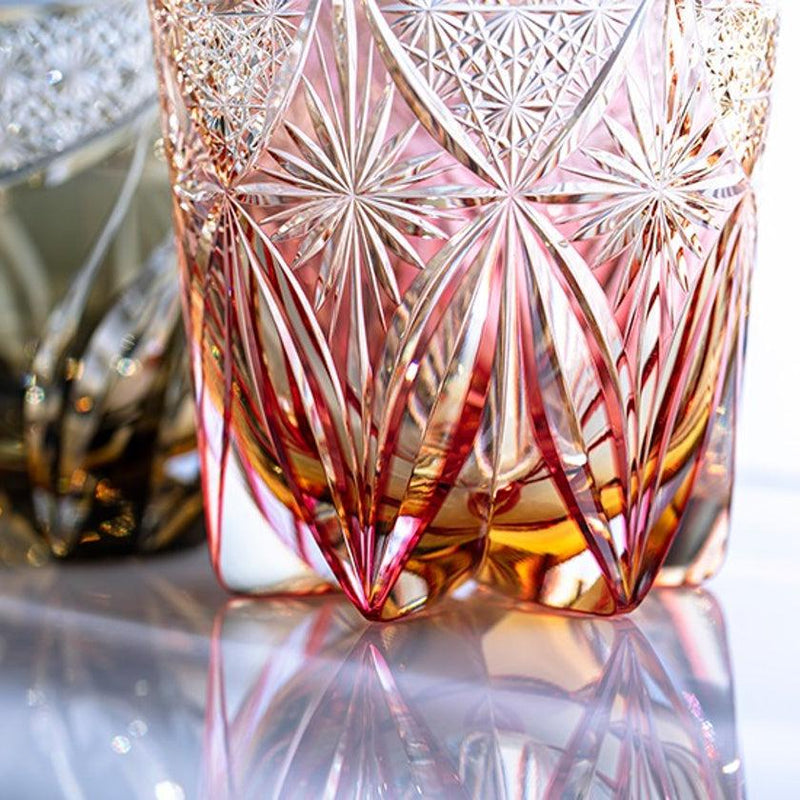 [ROCK GLASS] WHISKEY GLASS KASANEIROME KIRARA BY TATSUYA NEMOTO MASTER OF TRADITIONAL CRAFTS | EDO KIRIKO | KAGAMI CRYSTAL