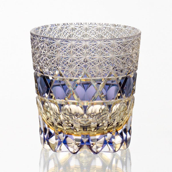 [Rock Glass] Whisky Glass Kasaneirome Shihou โดย Tomokazu Noguchi Master of Crafts ดั้งเดิม | Edo Kiriko | คากามิคริสตัล