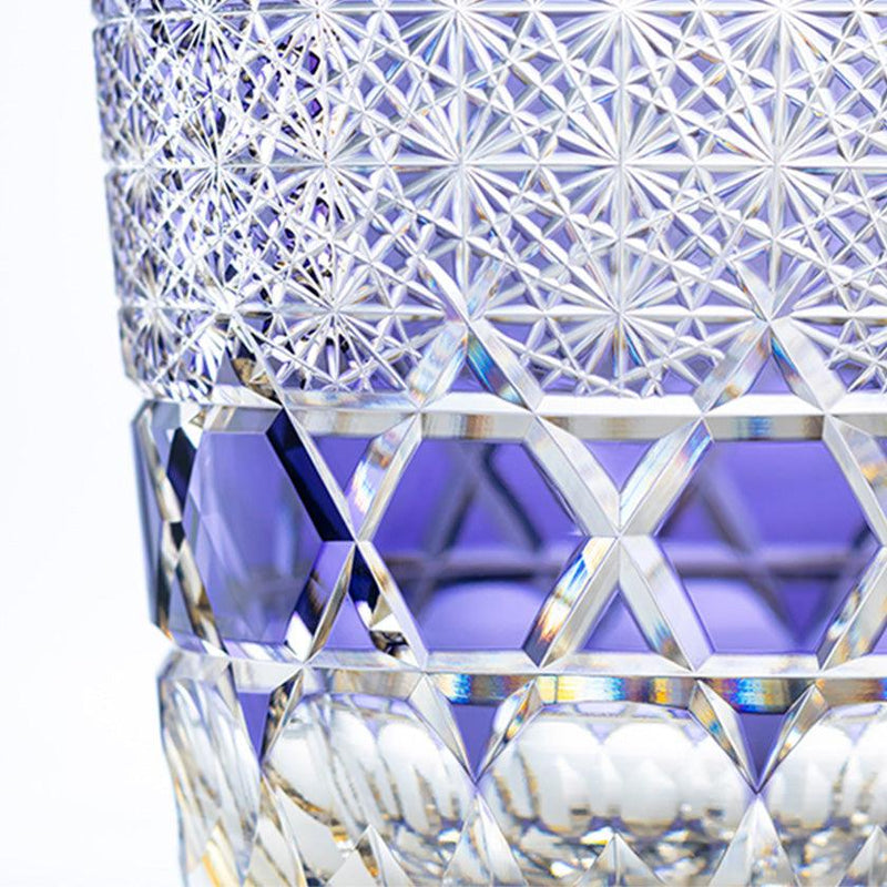 [ROCK GLASS] WHISKEY GLASS KASANEIROME SHIHOU BY TOMOKAZU NOGUCHI MASTER OF TRADITIONAL CRAFTS | EDO KIRIKO | KAGAMI CRYSTAL