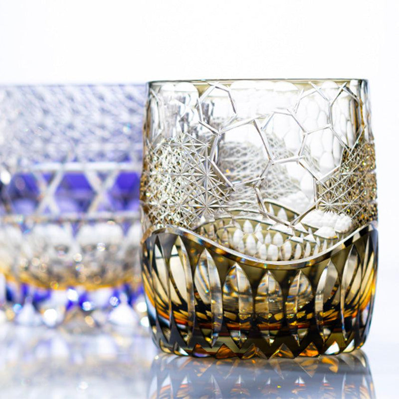 [搖滾玻璃]威士忌玻璃kasaneirome hyoukou by tomokazu Noguchi傳統手工藝大師|江戶|卡加米水晶