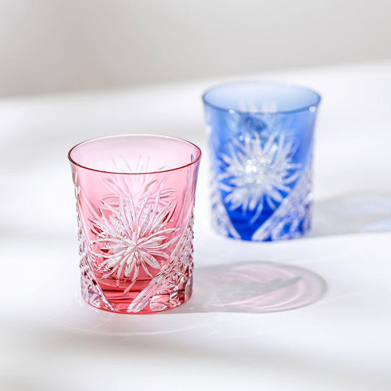 [ROCK GLASS] PAIR OF WHISKEY GLASSES EDO CHRYSANTHEMUM | EDO KIRIKO | KAGAMI CRYSTAL