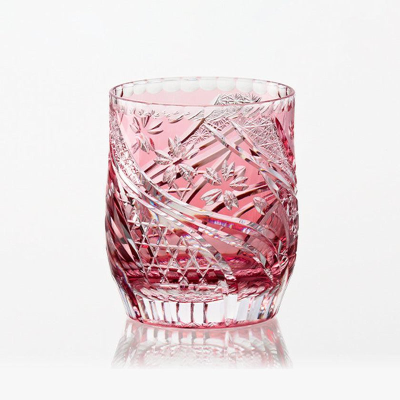 [岩石玻璃]威士忌玻璃櫻花nagare紅色|江戶|卡加米水晶