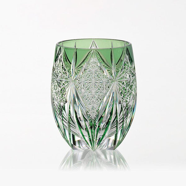 [แก้วร็อค] แก้ววิสกี้ Subaru (สีเขียว) โดย Tatsuya Nemoto Master of Crafts ดั้งเดิม | Edo Kiriko | คากามิคริสตัล