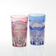 [GLASS] PAIR OF TUMBLERS NANAKO & KAGOME | EDO KIRIKO | KAGAMI CRYSTAL
