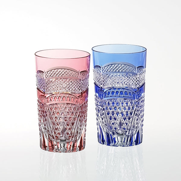 [玻璃杯] 一對玻璃杯 NANAKO & KAGOME |江戶切子 |加賀水晶