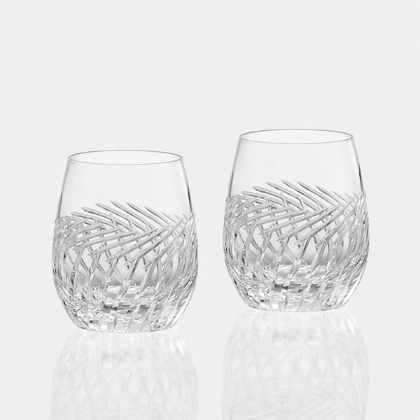[ROCKS GLASS] PAIR OF WHISKEY GLASSES 'BARLEY FIELD' | CRYSTAL GLASS | KAGAMI CRYSTAL