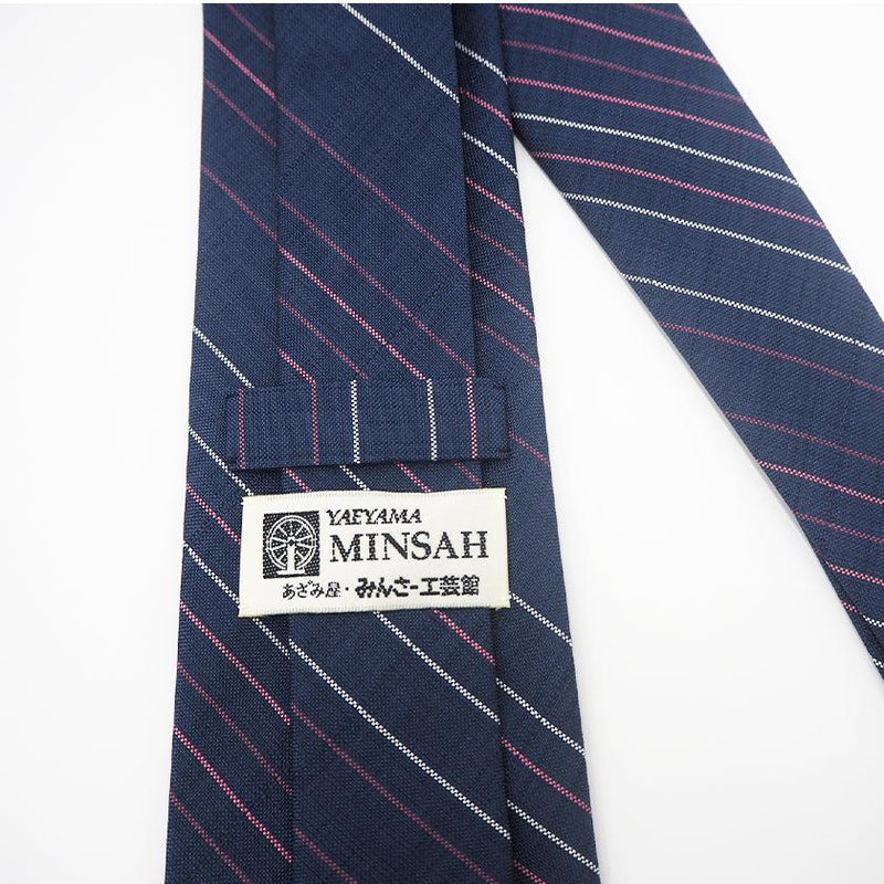 [Tie] PIN Stripe (Navy) | Yaeyama Minsah (สิ่งทอ) | อะซามิยะ