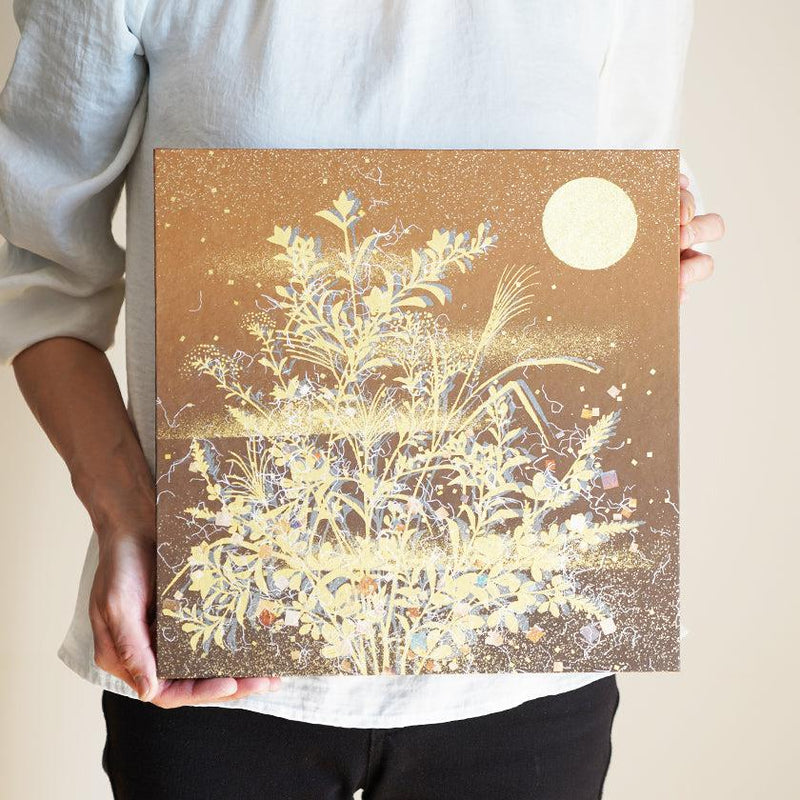 [Artpanel] ฤดูใบไม้ร่วง Aki-Kusa (ดอกไม้ฤดูใบไม้ร่วง) สีน้ำตาล L | Ippinshu | งานตกแต่งทองคำและเงิน