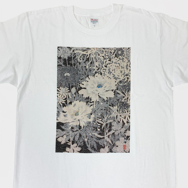 [티셔츠] 꽃 흑백 (한 가지 크기에 맞는) | 카가 유젠 | J. 플라보 * 히로 루키 키 쿠타