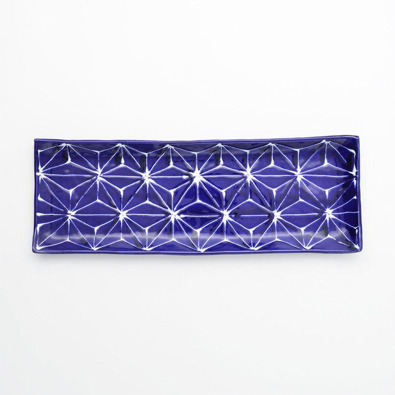 [จานใหญ่ (แผ่นเสียง)] Lapis Lazuli Oblong Dish Asanoha | Hasami Wares | Saikai Toki