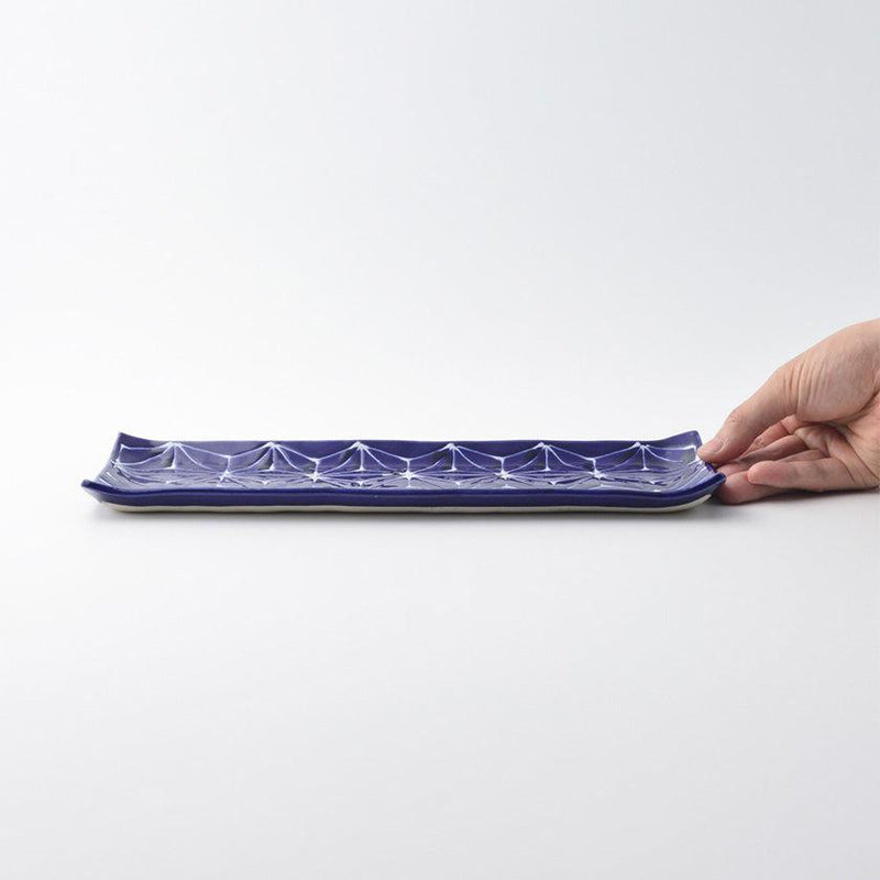 [큰 접시 (플래터)] Lapis Lazuli 직사각형 접시 Asanoha | Hasami Wares | 사이카이 토키