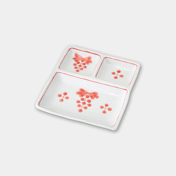 [큰 접시 (플래터)] Petit Divided 접시 과일 (빨간색) | Hasami Wares | 사이카이 토키