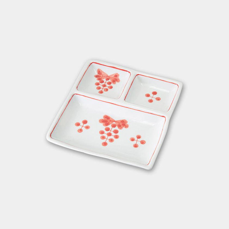 [大盤子（盤子）]小的分裂菜果（紅色）| Hasami商品| Saikai Toki