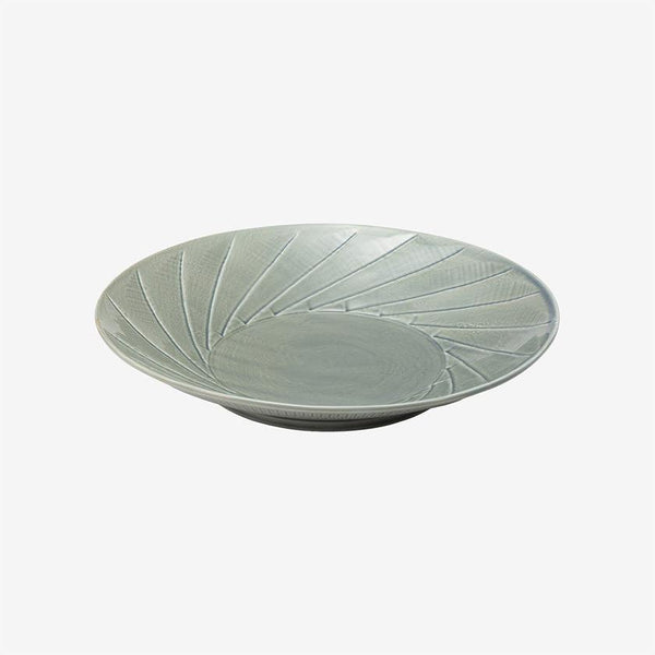 [大板（盤子）]傾斜的雕刻灰色24厘米| Hasami商品| Saikai Toki