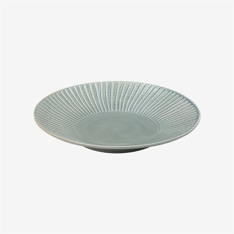 [LARGE PLATE (PLATTER)] GRASS FOREST CARVING GRAY 24CM | HASAMI WARES| SAIKAI TOKI