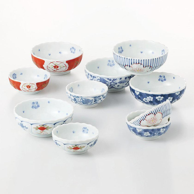 [盤子]菊花形碗，套8 | Hasami商品| Saikai Toki