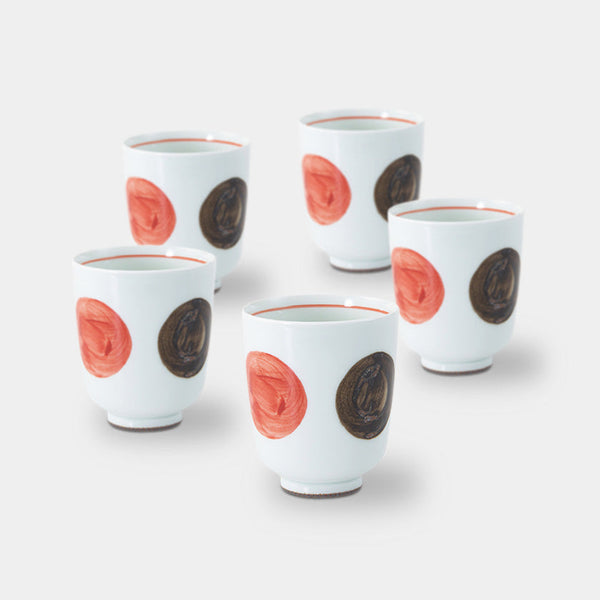 [ชุดถ้วยชา] ชุดรูปทรงกลม Sabi ชุด 5 แสง (สีแดง) | Hasami Wares | Saikai Toki