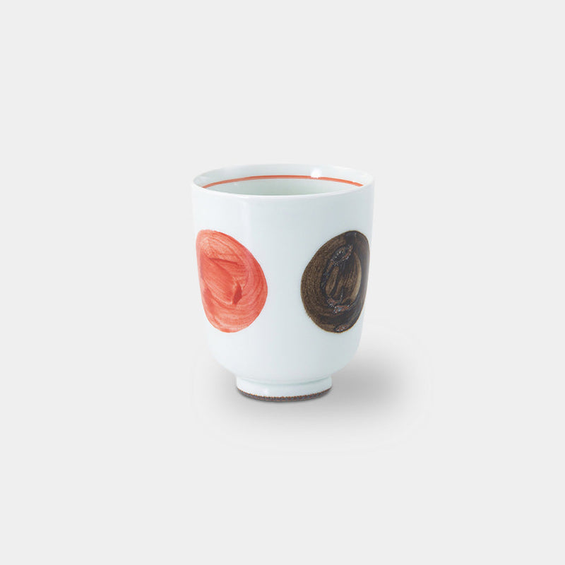 [TEA CUP SETS] SABI ROUND PATTERN SET OF 5 LIGHT (S) (RED) | HASAMI WARES| SAIKAI TOKI