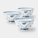 [RICE BOWL SETS] HAKETENMON SET OF 3 LIGHT (L) (BLUE) | HASAMI WARES| SAIKAI TOKI