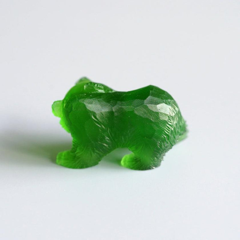 [입상] 싱크 톱 으르렁 거리는 곰 (녹색) | Ainu 공예품