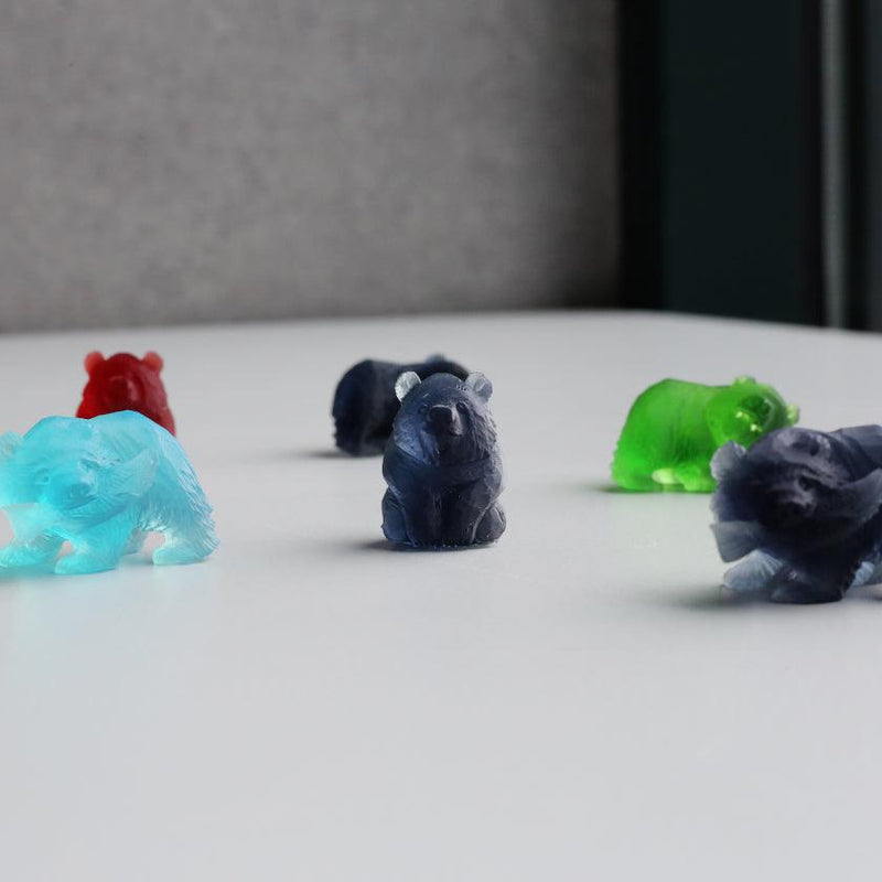 [입상] 싱크 콥 연어를 먹는 곰 (밝은 파란색) | Ainu 공예품