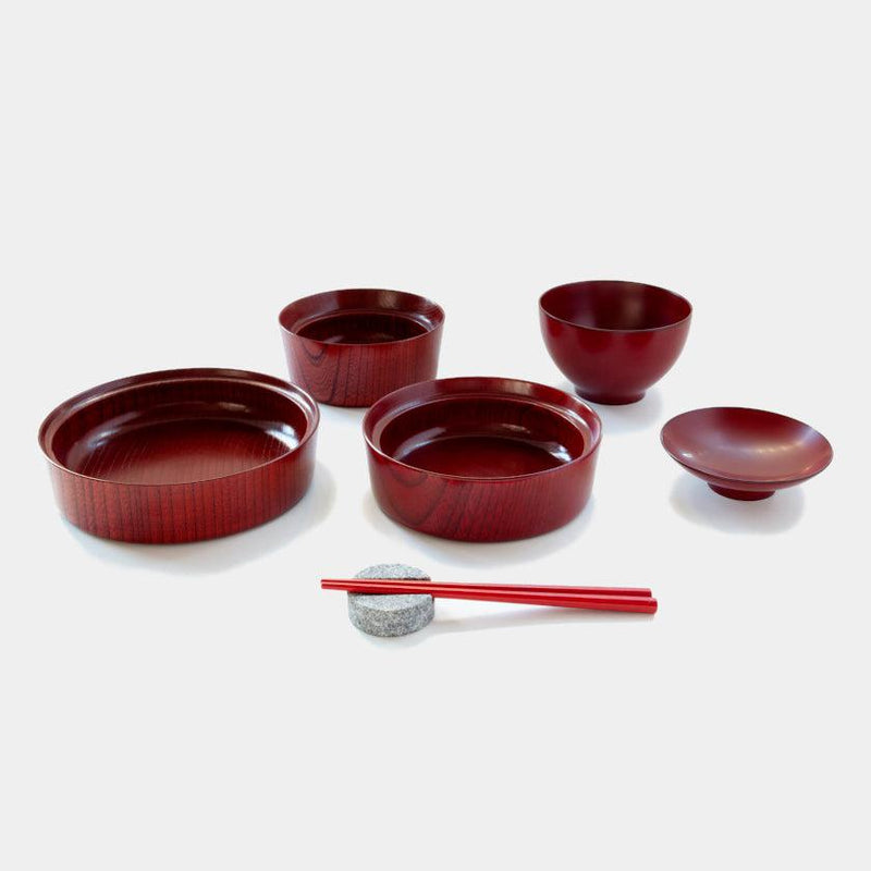 [DISH SETS] GREAT FOR WEANING! BABY'S FIRST MEAL SET OF 6 (RED) | LACQUERE | AERU