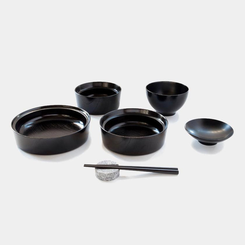 [DISH SETS] GREAT FOR WEANING! BABY'S FIRST MEAL SET OF 6 (BLACK) | LACQUERE | AERU