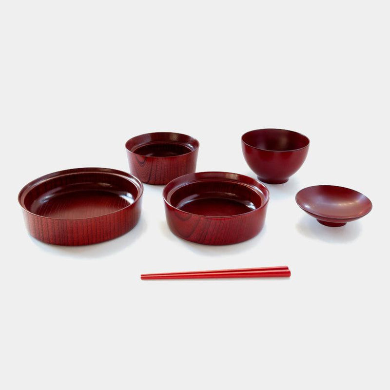 [DISH SETS] GREAT FOR WEANING! BABY'S FIRST MEAL SET OF 5 (RED) | LACQUERE | AERU