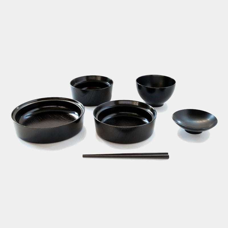 [DISH SETS] GREAT FOR WEANING! BABY'S FIRST MEAL SET OF 5 (BLACK) | LACQUERE | AERU