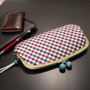 [錢包] Nishijin絲綢釦子錢包與kyo-kumihimo綁帶格子檢查（海軍）| Nishijin紡織品| Atelier Kyoto Nishijin