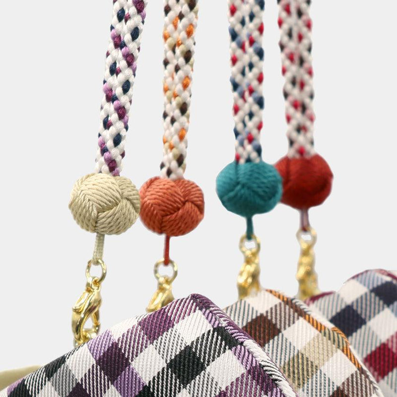 [錢包] Nishijin絲綢釦子錢包與kyo-kumihimo綁帶格子檢查（紫色）| Nishijin紡織品| Atelier Kyoto Nishijin