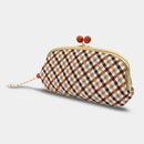 [錢包] Nishijin絲綢釦子錢包與kyo-kumihimo綁帶格子檢查（棕色）| Nishijin紡織品| Atelier Kyoto Nishijin