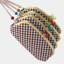 [WALLET] NISHIJIN SILK CLASP WALLET WITH KYO-KUMIHIMO STRAP GINGHAM CHECK (RED) | NISHIJIN TEXTILES | ATELIER KYOTO NISHIJIN