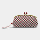[WALLET] NISHIJIN SILK CLASP WALLET WITH KYO-KUMIHIMO STRAP GINGHAM CHECK (RED) | NISHIJIN TEXTILES | ATELIER KYOTO NISHIJIN