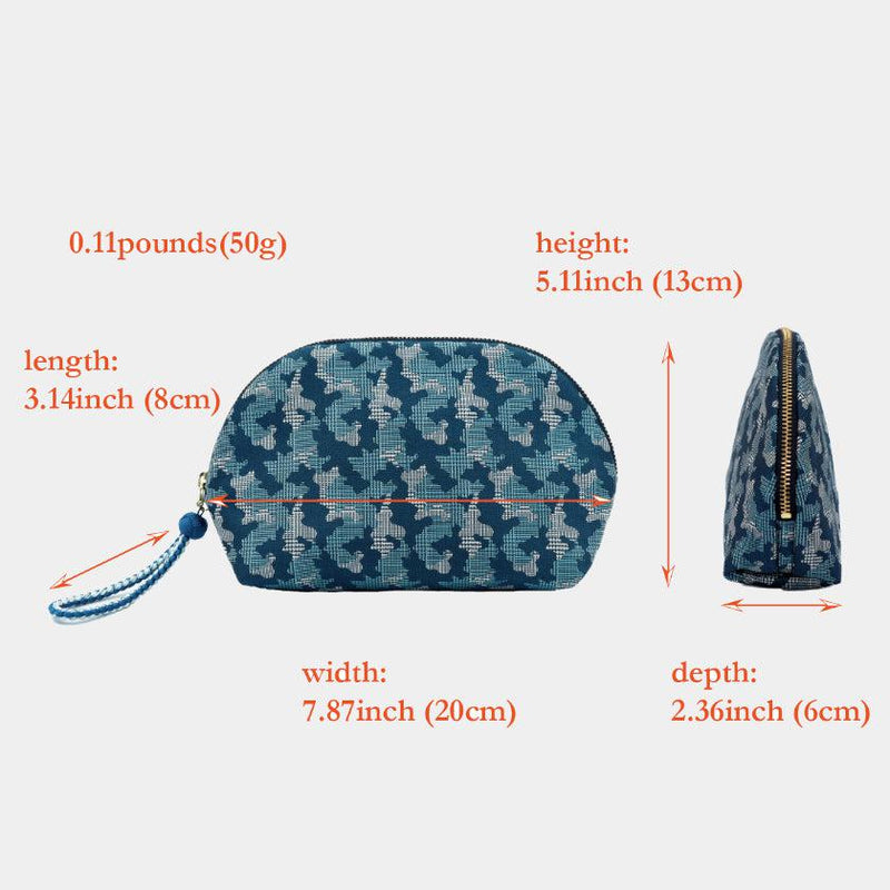 [กระเป๋า] Nishijin Silk Shell-Shout-Shoud Pouch Camouflage Glen Check กับ Kyo-Kumihimo (สีน้ำเงิน) | Nishijin Textiles | Atelier Kyoto Nishijin