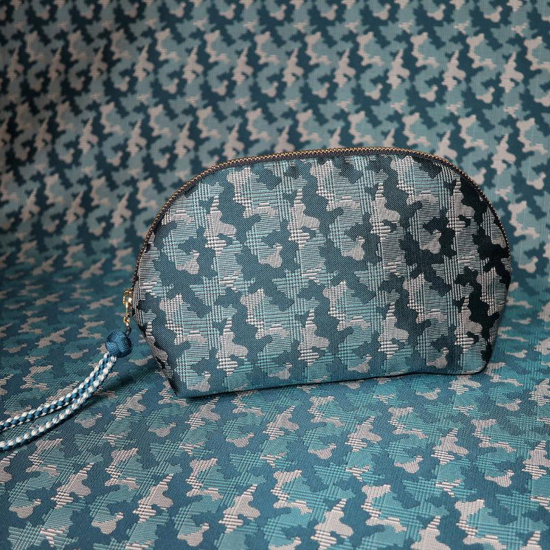 [小袋] Nishijin絲綢殼形袋裝迷彩Glen Glen與Kyo-Kumihimo（藍色）| Nishijin紡織品| Atelier Kyoto Nishijin