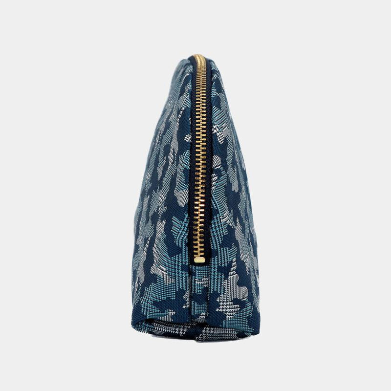 [กระเป๋า] Nishijin Silk Shell-Shout-Shoud Pouch Camouflage Glen Check กับ Kyo-Kumihimo (สีน้ำเงิน) | Nishijin Textiles | Atelier Kyoto Nishijin