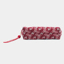 [POUCH] NISHIJIN SILK SHELL-SHAPED POUCH CAMOUFLAGE GLEN CHECK WITH KYO-KUMIHIMO (RED) | NISHIJIN TEXTILES | ATELIER KYOTO NISHIJIN