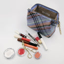 [POUCH] Nishijin Silk Zipper-Clasp อุปกรณ์เสริมของ Nishijin Silk-Clasp Pouch Multi-Check (Sky Blue) | Nishijin Textiles | Atelier Kyoto Nishijin